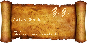 Zwick Gordon névjegykártya